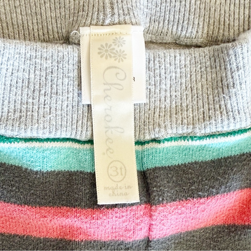 Cherokee EUC 2012 Gray and Mulitcolor Stripe Knit Leggings Size 3T - Picture 3 of 9